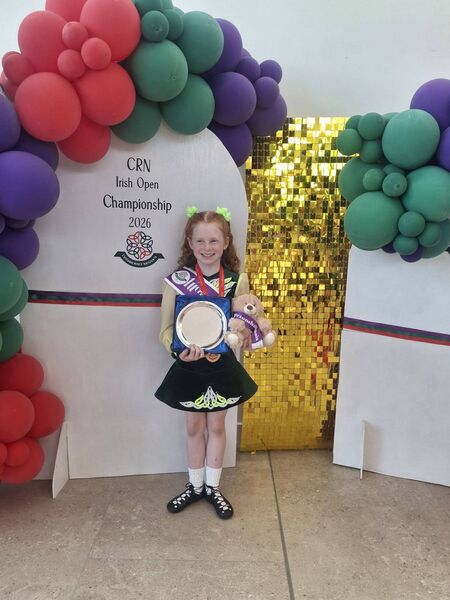Zoe Bermingham from Boyle, a student of the Shannon Academy Irish Dancing School, won first place at the C.R.N Irish Open Dancing Championships U-10. Zoe Bermingham from Boyle, a student of the Shannon Academy Irish Dancing School, won first place at the C.R.N Irish Open Dancing Championships U-10.