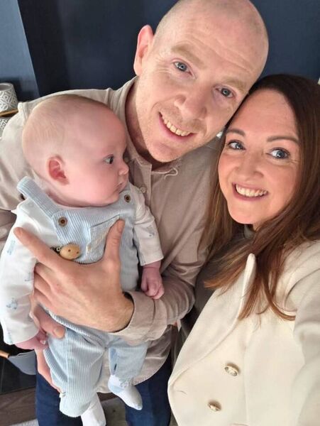 Susan and Dáveóg with baby Noah. Susan and Dáveóg with baby Noah.