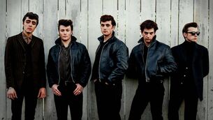 <p>Rhys Mannion from Kiltoom will play John Lennon in the upcoming series 'Hamburg Days', about the rise of the Beatles. Pictured L-R: Ellis Murphy as Paul McCartney, Patrick Gilmore as Pete Best, Rhys Mannion as John Lennon, Harvey Brett as George Harrison, and Louis Landau as Stu Sutcliffe. Pic: Gordon Timpen/ Hamburg Films Ltd.</p>