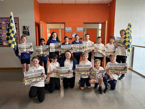 Students from Cloonakilla NS with their Roscommon Herald souvenir posters celebrating Connacht Final wins for Roscommon teams. Students from Cloonakilla NS with their Roscommon Herald souvenir posters celebrating Connacht Final wins for Roscommon teams.