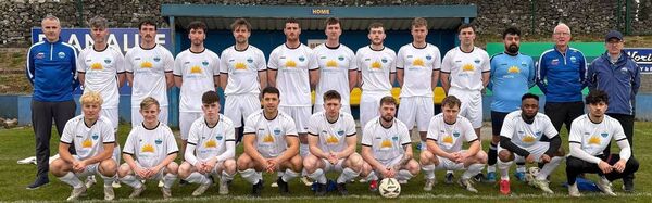 The Carrick Town squad and management appearing in the club's maiden Challenge Cup final on Sunday. 