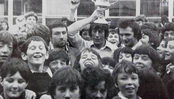 Following Roscommon's 1978 All-Ireland U-21 success against Kerry, Harry Crowley, captain Seamus Hayden and Peter Dolan visited the then Roscommon Vocational School.