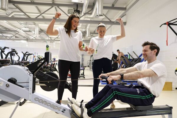 Double Olympic champion and three-time Olympic medallist rower Paul O’Donovan, pictured with World Champion boxer Lisa O’Rourke, and Paralympic silver medallist swimmer Róisín Ní Ríain. Pic: Julian Behal