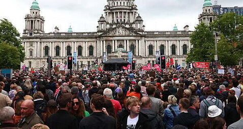 Thousands attend anti-racism rally in Belfast after week of disorder