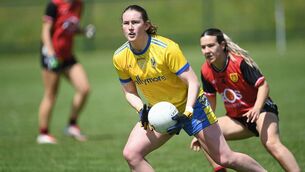 <p>Aisling Feely looks for options as Down defender, Aimee Greene, shadows the Roscommon wing-forward during Sunday's All-Ireland LGFA Intermediate Championship contest at Enfield. Picture Gerard O'Loughlin </p> <p>Aisling Feely looks for options as Down defender, Aimee Greene, shadows the Roscommon wing-forward during Sunday's All-Ireland LGFA Intermediate Championship contest at Enfield. Picture Gerard O'Loughlin </p>