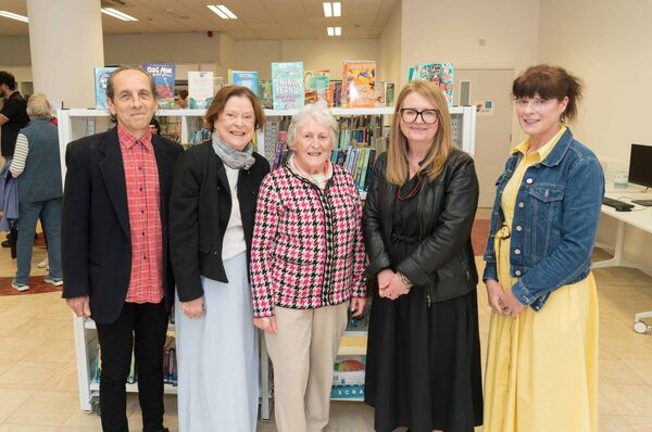 Kathleen Coleman who launched a new poetry festival taking place in St George’s Church, Carrick-on-Shannon on Saturday, June 27th, ‘Between the Lines’ pictured with poet Gerry Boland, and organisers Phyl Foley, Orlagh Kelly and Rhona Trench. Pic: Gerry Faughnan Kathleen Coleman who launched a new poetry festival taking place in St George’s Church, Carrick-on-Shannon on Saturday, June 27th, ‘Between the Lines’ pictured with poet Gerry Boland, and organisers Phyl Foley, Orlagh Kelly and Rhona Trench. Pic: Gerry Faughnan