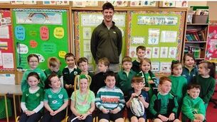 <p>Darragh Murray visited Brideswell NS late, his former primary school.</p> <p>Darragh Murray visited Brideswell NS late, his former primary school.</p>