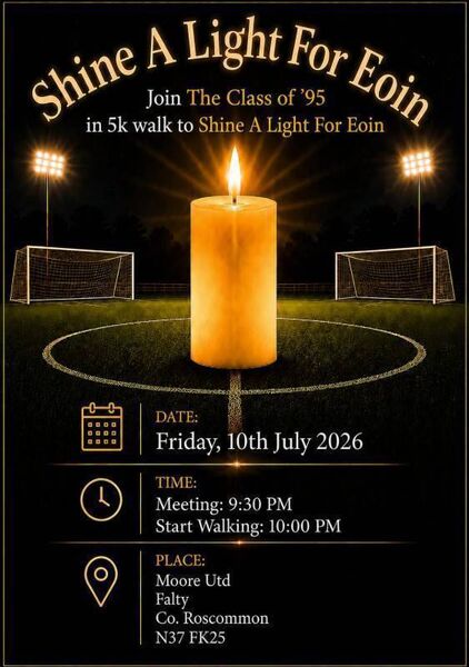 Eoin’s former classmates are organising a 5k solidarity walk, which will take place next month. Eoin’s former classmates are organising a 5k solidarity walk, which will take place next month.