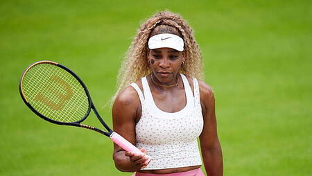 Serena Williams practises at Wimbledon ahead of grand slam return
