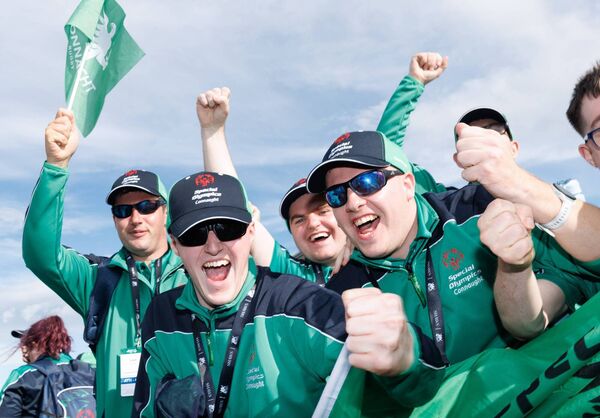 Members of Team Connacht ahead of the Special Olympics Ireland Summer Games Opening Ceremony in Tallaght Stadium on Friday morning. Picture: INPHO/Tom Maher