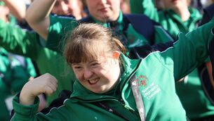 <p>Aine Naughten, Team Connacht, at the opening ceremony of the 2026 Special Olympics Ireland Summer Games in Tallaght Stadium on Friday morning. Picture: INPHO/Tom Maher</p>