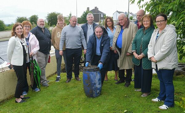 Included in picture are: Bob Brady, Senan O’Connor, John O’Connor, John Martin, Karol McKenna, Kenneth Martin, Cllr Valerie Beirne, Elma Nerney, Breege Brady, Linda O’Connor, Nicola Lynch and Anne Gilleran as the time capsule buried 30 years ago at Elphin Community College was unearthed. Pic: Gerard O'Loughlin Included in picture are: Bob Brady, Senan O’Connor, John O’Connor, John Martin, Karol McKenna, Kenneth Martin, Cllr Valerie Beirne, Elma Nerney, Breege Brady, Linda O’Connor, Nicola Lynch and Anne Gilleran as the time capsule buried 30 years ago at Elphin Community College was unearthed. Pic: Gerard O'Loughlin