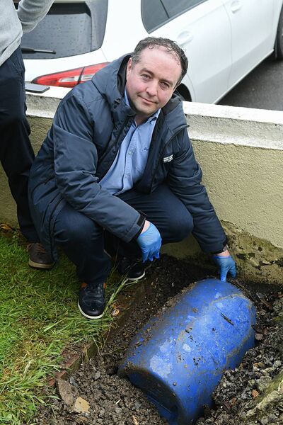 Bob Brady with the time capsule buried 30 years ago. Pic: Gerard O'Loughlin Bob Brady with the time capsule buried 30 years ago. Pic: Gerard O'Loughlin
