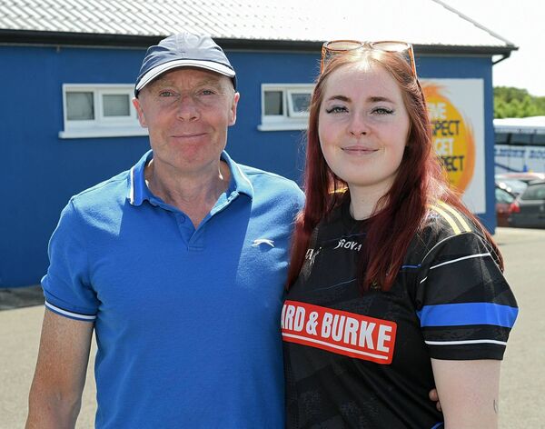 Padraig and Caitlin Connolly, Athleague, supporting the Roscommon intermediate ladies' footballers against Down in Enfield on Sunday last. Picture: Gerard O'Loughlin