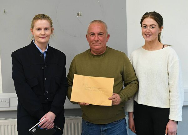 Deputy Claire Kerrane, Mark Francis, Cllr Emer Kelly pictured with the petition of signatures in support of the proposed Lidl store at the public meeting. Pic: Ger O'Loughlin