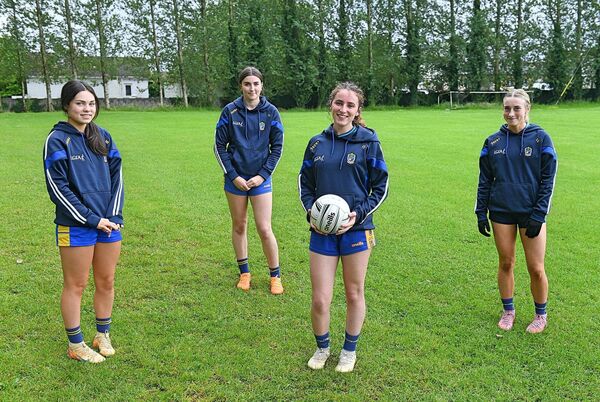 Defenders Niamh Burke, Ciara Carroll, Sophie Cox and Saoirse Scott at training ahead of Thursday evening's All-Ireland U-16 LGFA B semi-final against Armagh at Kingspan Breffni. 