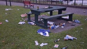 <p>The littering of this amenity area in Ballyleague has caused huge upset. Pic: Ballyleague Tidy Towns</p>