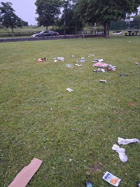 Litter left strewn around the area. Pic: Ballyleague Tidy Towns.