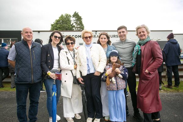 Pictured enjoying the last Roscommon Races were Brendan O'Grady, Karen Conroy, Kathleen Mannion, Mary Corcoran, Mary O'Grady, Katie O'Neill, Mikey Conroy and Martina O'Grady. Pic: Michelle Hughes Walsh Pic: Michelle Hughes Walsh