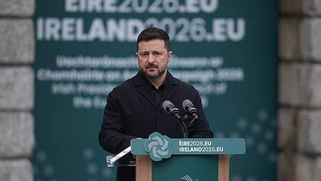 Zelenskiy takes aim at Russian-owned companies in Europe during Dublin address