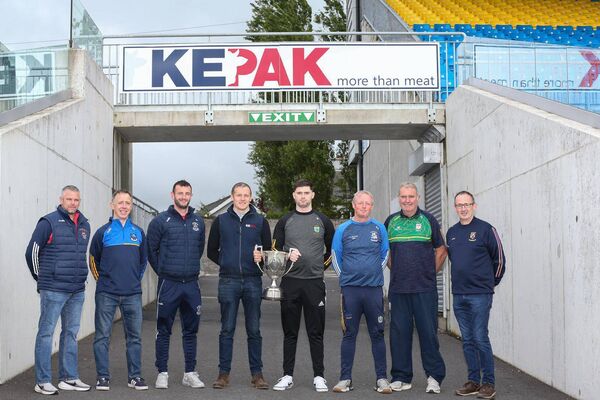 Robbie Fallon (third from left) is in his first year managing Athleague after his forced retirement from hurling Robbie Fallon (third from left) is in his first year managing Athleague after his forced retirement from hurling