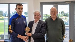 <p>Noel Fallon of Four Roads collects his runner-up trophy at the Connacht GAA Centre, Bekan. </p> <p>Noel Fallon of Four Roads collects his runner-up trophy at the Connacht GAA Centre, Bekan. </p>