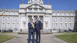 <p>Tánaiste and Fine Gael leader Simon Harris with Fine Gael Councillor and Cathaoirleach of Roscommon County Council, Domnick Connolly. 8/7/26 Picture by Fergal Phillips Released on behalf of Fine Gael. Reproduction free</p> <p>Tánaiste and Fine Gael leader Simon Harris with Fine Gael Councillor and Cathaoirleach of Roscommon County Council, Domnick Connolly. 8/7/26 Picture by Fergal Phillips Released on behalf of Fine Gael. Reproduction free</p>