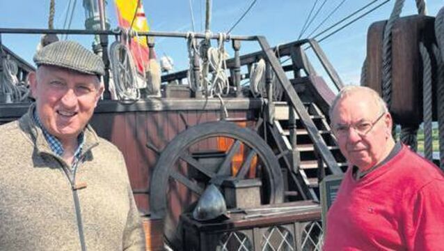 <p>Tom and Lee from Ballaghaderreen Men's Shed on a visit to The Galeon Andalucia in Sligo.</p>