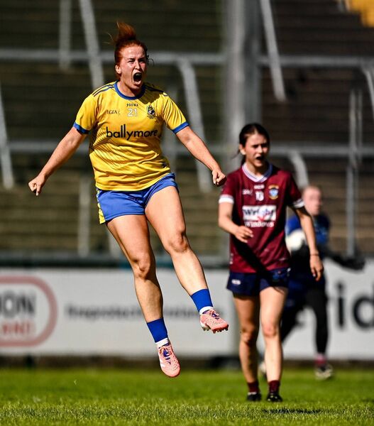 Lauren Shanagher celebrates her winning goal in injury time, sending the Roscommon ladies' footballers back to Croke Park for the first time since 2001. Picture: Ben McShane/Sportsfile. Lauren Shanagher celebrates her winning goal in injury time, sending the Roscommon ladies' footballers back to Croke Park for the first time since 2001. Picture: Ben McShane/Sportsfile.