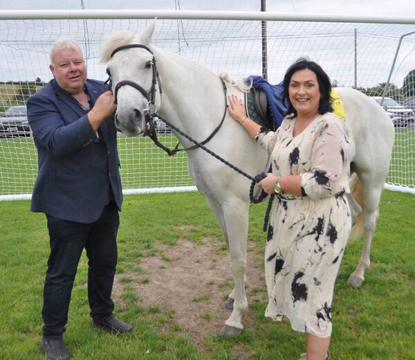 Getting ready for the race night in Cloonfad were Deputy Michael Fitzmaurice and Martina Jennings, CEO Mayo/Roscommon Hospice Foundation: Pic: Liam Reynolds
