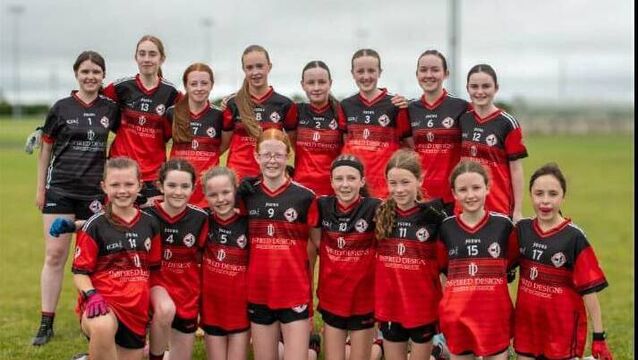 <p>The Glinsk girls U-14 team. Back row: Claire Byrnes,B ridgin Brennan,Rosie O'Mahoney, Emma Kerrane, Kate Conneely, Maggie Keane, Caoimhe Feeney, Mia Doherty. Front row: Rachel Connelly, Emma Keane, Emily Fahy, Aoife Mannion, Kayla Kerrane, Aoibhinn Gannon, Lucy Fahy, and Aoibhinn O'Neill. </p>