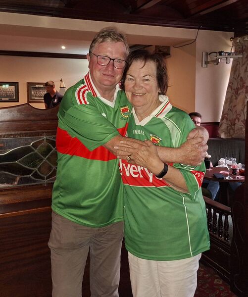 Mayo natives Liam Reynolds and Bridie Malone celebrating Mayo's historic All-Ireland win in Castlerea. Mayo natives Liam Reynolds and Bridie Malone celebrating Mayo's historic All-Ireland win in Castlerea.