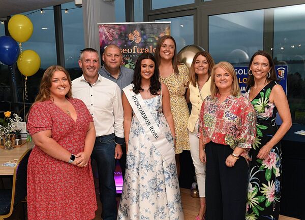 Staff at Our Lady’s Bower Secondary School Athlone with Rose of Roscommon Rebecca Collins, Kiltoom at a gathering for Rebecca at Athlone Golf Club in advance of the Rose of Tralee. Rebecca is a teacher at the school. Pic: Gerard O’Loughlin 