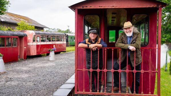 Engineer Tim Joyce examines how transport infrastructure continued to reshape the region as industry evolved in the porgramme. He is pictured here with railway volunteer Michael Kennedy at Dromod, County Leitrim.