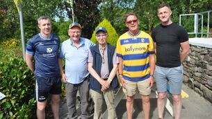 <p>Former county players Cathal Cregg (left) and Kevin Higgins (right) pictured with Michael Gilligan, Roscommon GAA historian Tony Conboy and Rossie superfan, Paddy Joe Burke. They paid a visit to Michael's memorial garden in Fairymount where a unique Hall of Fame celebrating Roscommon’s All-Ireland-winning teams down through the years will be unveiled in August. Pic: Liam Reynolds</p> <p>Former county players Cathal Cregg (left) and Kevin Higgins (right) pictured with Michael Gilligan, Roscommon GAA historian Tony Conboy and Rossie superfan, Paddy Joe Burke. They paid a visit to Michael's memorial garden in Fairymount where a unique Hall of Fame celebrating Roscommon’s All-Ireland-winning teams down through the years will be unveiled in August. Pic: Liam Reynolds</p>