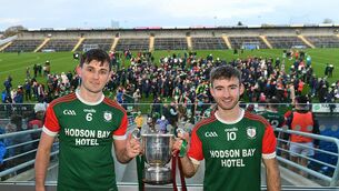 <p>Brian Stack and Paul McGrath with the Fahey Cup after St. Brigid's triumph against Pádraig Pearses in last year's county senior football final replay. Picture: Gerard O'Loughlin</p> <p>Brian Stack and Paul McGrath with the Fahey Cup after St. Brigid's triumph against Pádraig Pearses in last year's county senior football final replay. Picture: Gerard O'Loughlin</p>