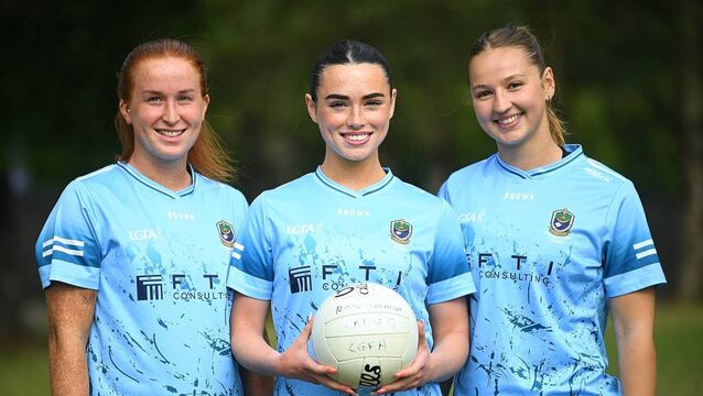 <p>Roscommon players Lauren Shanagher, Ella Thompson, and Megan McKeon looking forward to making their maiden appearance in Croke Park on Sunday next. Picture: Gerard O'Loughlin</p>
