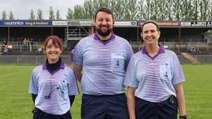 <p>Natalie Flanagan, Aaron Clogher and Sandra Shanagher who will be officials at the All-Ireland junior ladies' football final between Antrim and Carlow in Croke Park on Sunday. </p> <p>Natalie Flanagan, Aaron Clogher and Sandra Shanagher who will be officials at the All-Ireland junior ladies' football final between Antrim and Carlow in Croke Park on Sunday. </p>