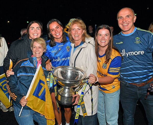 St. Brigid's player Ria Lennon with her family and friends at the homecoming celebrations for the All-Ireland winning Roscommon intermediate ladies' footballers at Hannon's Hotel, Roscommon Town, on Sunday evening. Pic: Gerard O'Loughlin St. Brigid's player Ria Lennon with her family and friends at the homecoming celebrations for the All-Ireland winning Roscommon intermediate ladies' footballers at Hannon's Hotel, Roscommon Town, on Sunday evening. Pic: Gerard O'Loughlin