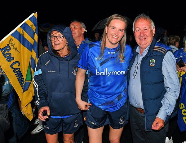 FLO Áine Lennon, captain Helena Cummins and Cllr Michael Holland at the homecoming celebrations for the All-Ireland winning Roscommon intermediate ladies' footballers at Hannon's Hotel, Roscommon Town, on Sunday evening. Pic: Gerard O'Loughlin FLO Áine Lennon, captain Helena Cummins and Cllr Michael Holland at the homecoming celebrations for the All-Ireland winning Roscommon intermediate ladies' footballers at Hannon's Hotel, Roscommon Town, on Sunday evening. Pic: Gerard O'Loughlin