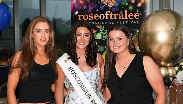 Niamh Watson and Aoife Coyle with Rose of Roscommon Rebecca Collins, Kiltoom at a gathering for Rebecca at Athlone Golf Club in advance of the Rose of Tralee. Pic: Gerard O’Loughlin Niamh Watson and Aoife Coyle with Rose of Roscommon Rebecca Collins, Kiltoom at a gathering for Rebecca at Athlone Golf Club in advance of the Rose of Tralee. Pic: Gerard O’Loughlin
