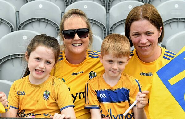 Kelsie, Stephanie and Jaxon Fleming, with Sinéad Mannion, Ballintubber, supporting the Roscommon intermediate ladies' footballers on their way to All-Ireland glory in Croke Park on Sunday last. Picture: Gerard O’Loughlin Kelsie, Stephanie and Jaxon Fleming, with Sinéad Mannion, Ballintubber, supporting the Roscommon intermediate ladies' footballers on their way to All-Ireland glory in Croke Park on Sunday last. Picture: Gerard O’Loughlin