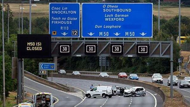 Nine people injured including one critical after crash on M50