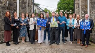 <p>The Boyle community celebrating the launch of the Boyle Experience Trail - a printed guide and interactive digital map that brings together the town's heritage, culture and local food businesses. Pic: Athlone Photography</p> <p>The Boyle community celebrating the launch of the Boyle Experience Trail - a printed guide and interactive digital map that brings together the town's heritage, culture and local food businesses. Pic: Athlone Photography</p>