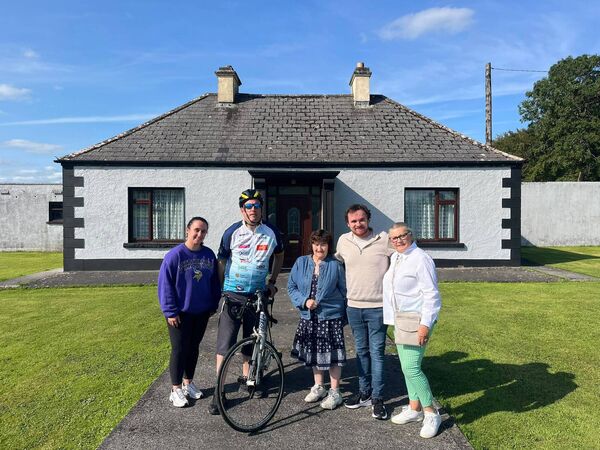 Áine Rowan, Cllr Mike Hallam, Mary Rowan, Anthony Rowan and Marian Brockington pictured outside the Rowan ancestral home at Castlecoote.