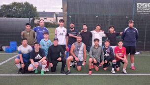 <p>Participants in a recent father and son soccer tournament at Lisnamult.</p>