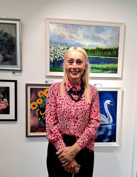 Elizabeth Valentine proprietor of 'The New Art Gallery' Bridge Street, Boyle had over 100 paintings on display for the Boyle Arts Festival. Pic: Noreen Gaffney 