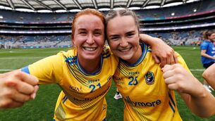 <p>Roscommon players Lauren Shanagher and Aisling Hanly celebrate the county's first All-Ireland intermediate ladies' football title since 2005 in Croke Park. Picture: INPHO/Ben Brady</p> <p>Roscommon players Lauren Shanagher and Aisling Hanly celebrate the county's first All-Ireland intermediate ladies' football title since 2005 in Croke Park. Picture: INPHO/Ben Brady</p>