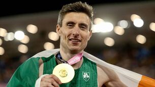 <p>Mark English celebrates after winning gold in the 800 metres final. Mark's grandfather Pat hailed from Knockcroghery. Picture: INPHO/Morgan Treacy</p> <p>Mark English celebrates after winning gold in the 800 metres final. Mark's grandfather Pat hailed from Knockcroghery. Picture: INPHO/Morgan Treacy</p>