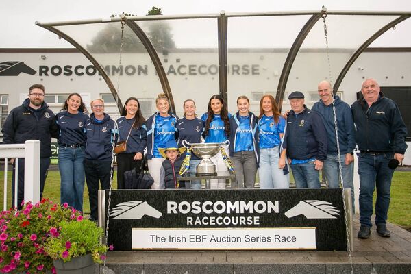 Pictured at Roscommon Racecourse last week were members of the Roscommon Ladies Intermediate All-Ireland Championship-winning football team, who were invited to enjoy an evening at the races, proudly displaying the Mary Martin Cup. Pic: Michelle Hughes Walsh Pictured at Roscommon Racecourse last week were members of the Roscommon Ladies Intermediate All-Ireland Championship-winning football team, who were invited to enjoy an evening at the races, proudly displaying the Mary Martin Cup. Pic: Michelle Hughes Walsh